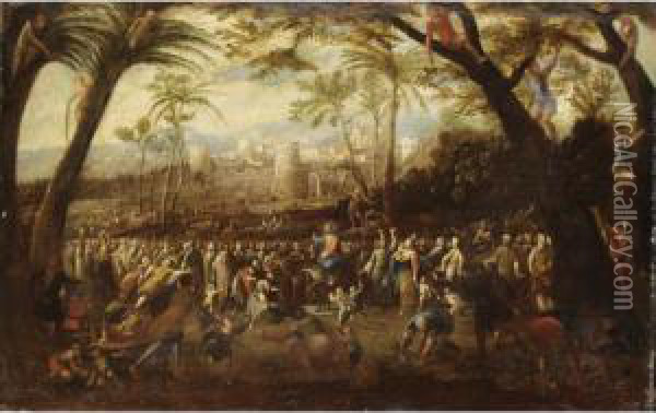 L'ingresso Di Gesu In Gerusalemme Oil Painting - Scipione Compagno