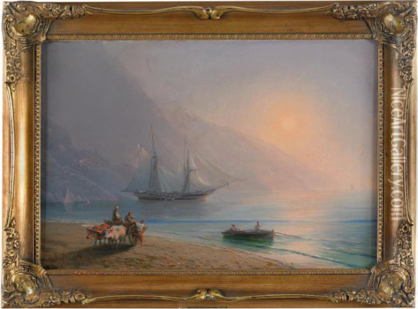 Shipping Off The Crimean Coast Oil Painting - Ivan Konstantinovich Aivazovsky