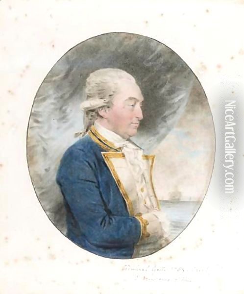 Portrait Of Admiral John Gell Oil Painting - John Downman