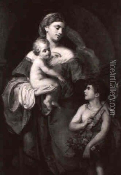 Madonna Mit Kind Und Dem Johannesknaben Oil Painting - Augusto Wolf