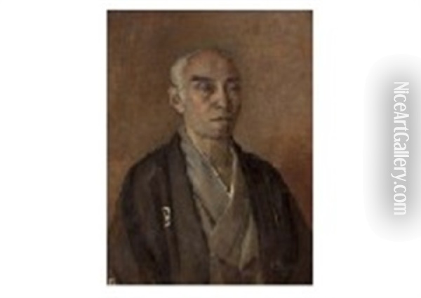 Portrait Of Tomiyasu Inosaburo Oil Painting - Shigeru Aoki