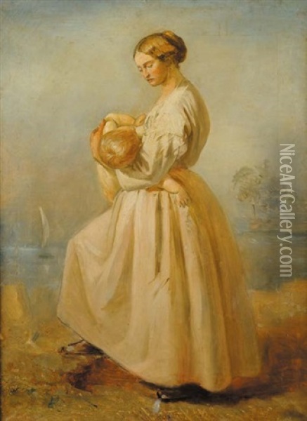 Maternita Oil Painting - Wilhelm Maria Hubertus Leibl