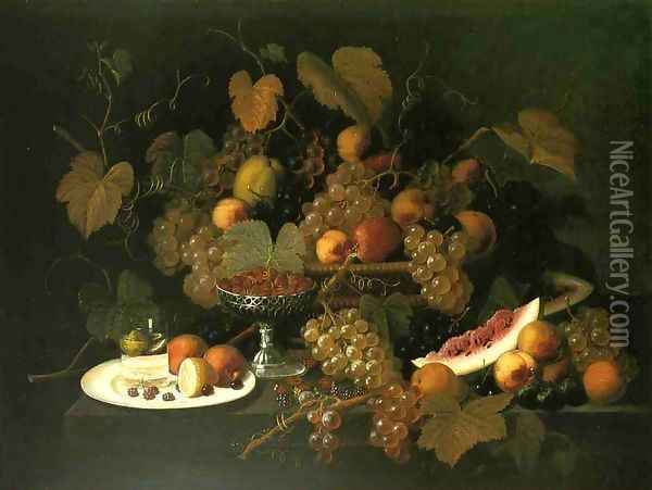 Still Life with Fruit 1852 Oil Painting - Severin Roesen