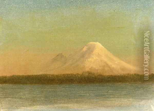 Snow Capped Moutain At Twilight Oil Painting - Albert Bierstadt