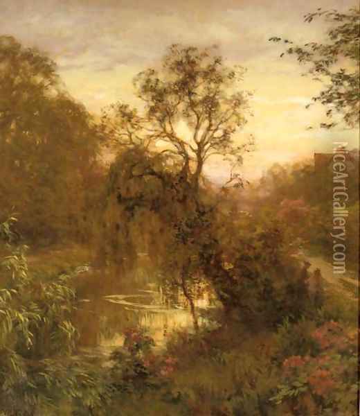 Avond bij de witte brug a bridge at dusk Oil Painting - Willem Bastiaan Tholen