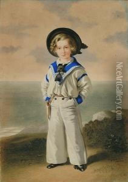 Portrait Of A Boy In A Sailor Suit Oil Painting - William Warman