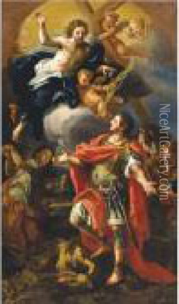 Christ Appearing To A Roman Soldier Oil Painting - Sebastiano Conca
