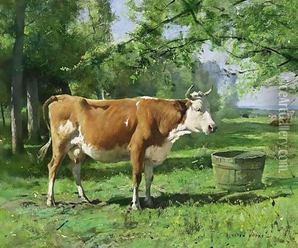 A Cow In A Landscape Oil Painting - Julien Dupre