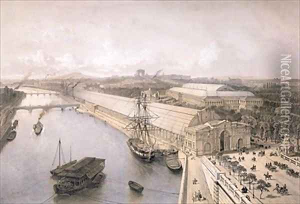 General View of the Palais de lIndustrie constructed for the Paris Exhibition of 1855 Oil Painting - Nicolas-Marie-Joseph Chapuy