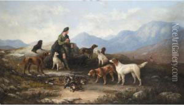 A Shoot In The Highlands Oil Painting - Joseph Thomas Tuite