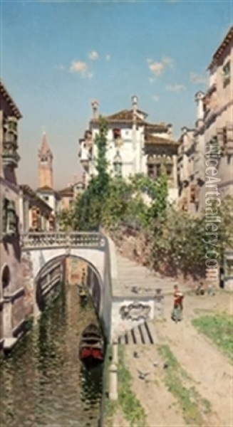 Canal Veneciano Oil Painting - Martin Rico y Ortega