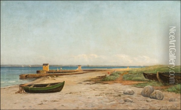 View From Hornbaek To Helsingborg Oil Painting - Hans Hilsoe