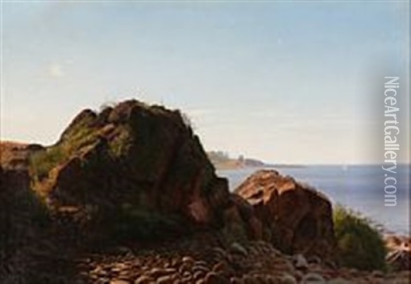 Coastal Scene From Bornholm Oil Painting - Johannes Herman Brandt