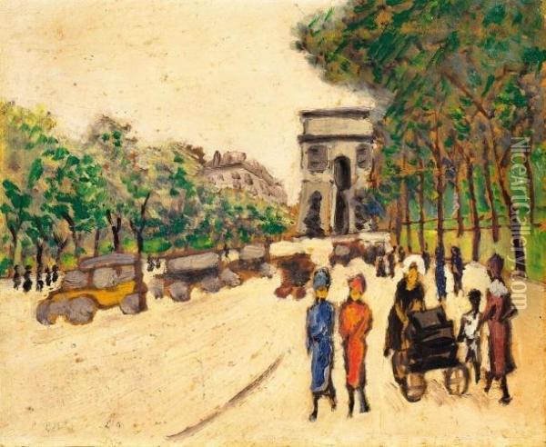 Boulevard In Paris Oil Painting - Rezso Balint