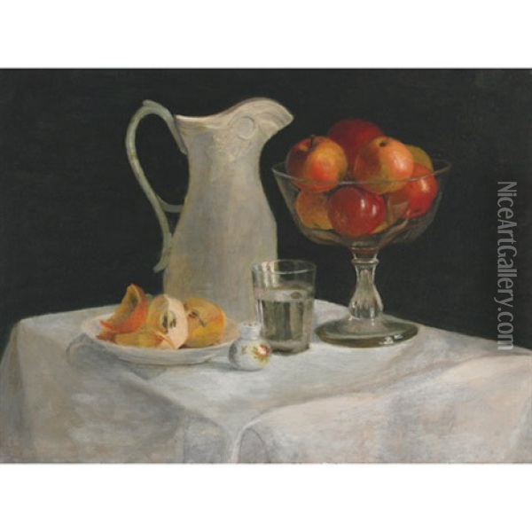 Still Life With Apples Oil Painting - Ludger Larose
