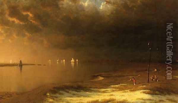 The Mouth of the Shrewsbury River Oil Painting - Sanford Robinson Gifford