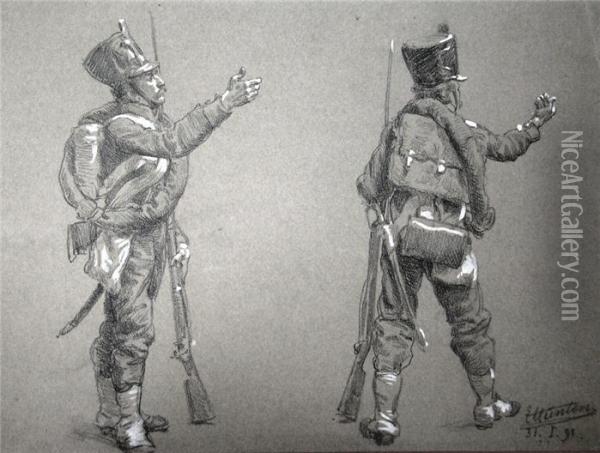 Stehender Infanterist Oil Painting - Emil Hunten