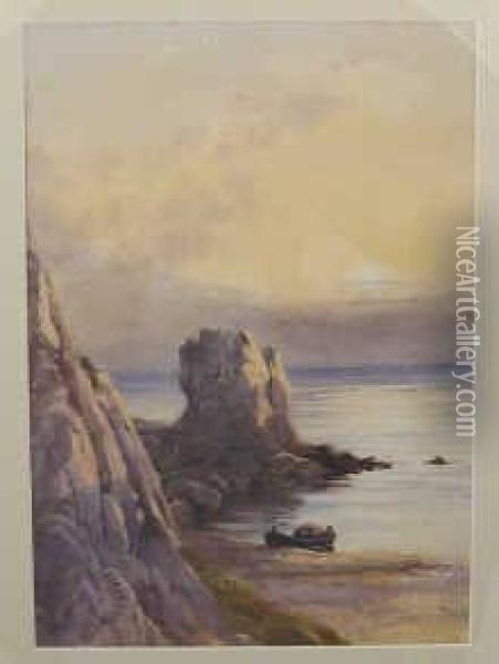 A Rocky Outcrop Oil Painting - Paul Jacob Naftel