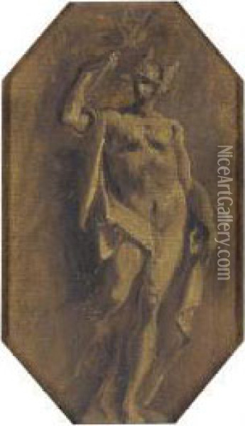 Mercury: A Feigned Statue Oil Painting - Giuseppe Bazzani
