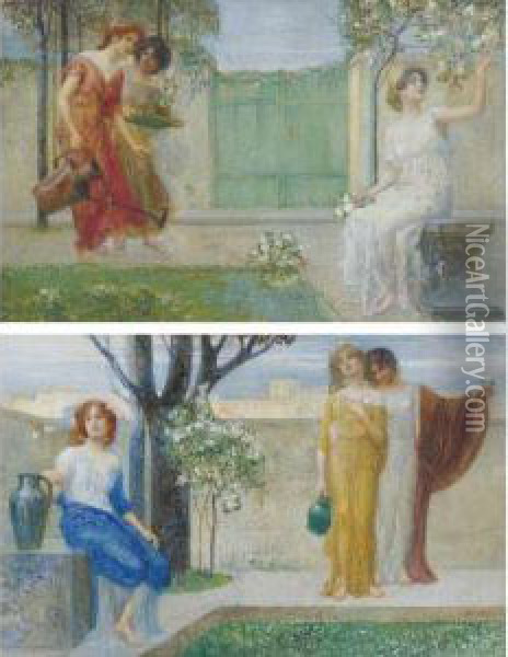 Allegorical Scenes: Two Works Oil Painting - Eduard Veith