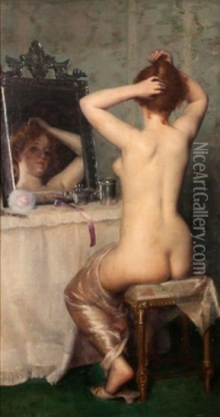 Jeune Femme Devant Son Miroir Oil Painting - Lucy Lee Robbins