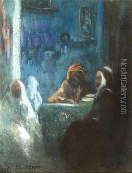 Le Conciliabulle. Oil Painting - Nicolae Gropeano