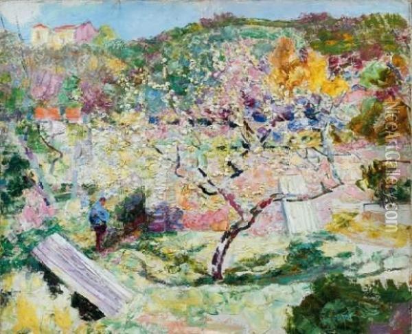 Arbre En Fleur Dans Un Jardin Oil Painting - Victor Charreton