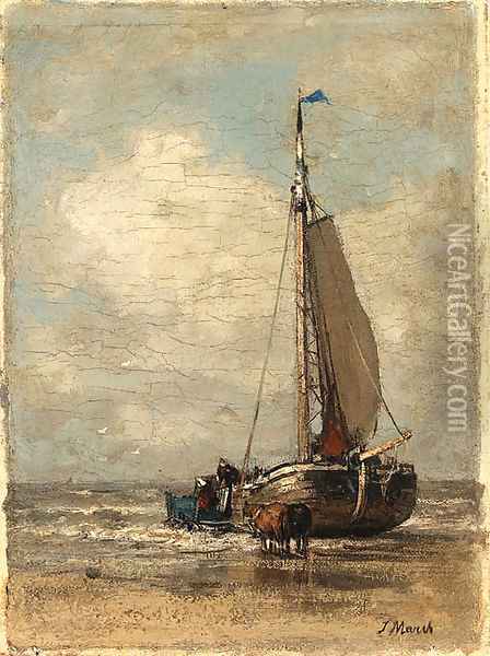 A ship entering shore Oil Painting - Jacob Henricus Maris