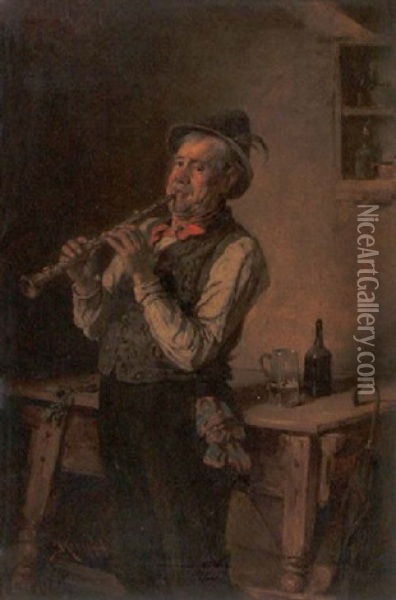 Der Klarinettist Oil Painting - Hermann Kern