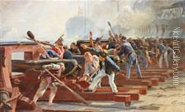 The Battle Of Copenhagen 1801 Oil Painting - Christian Ferdinand Andreas Molsted