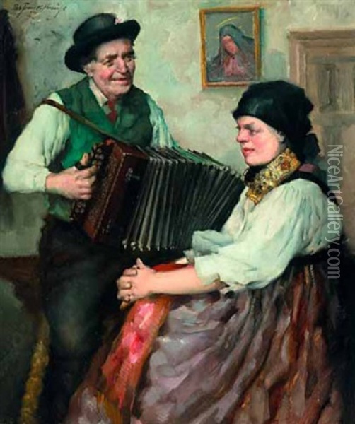 Der Ziehharmonikaspieler Oil Painting - Robert Frank-Krauss