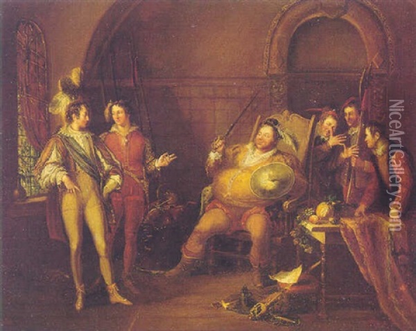 Falstaff And Prince Hal Oil Painting - John Cawse