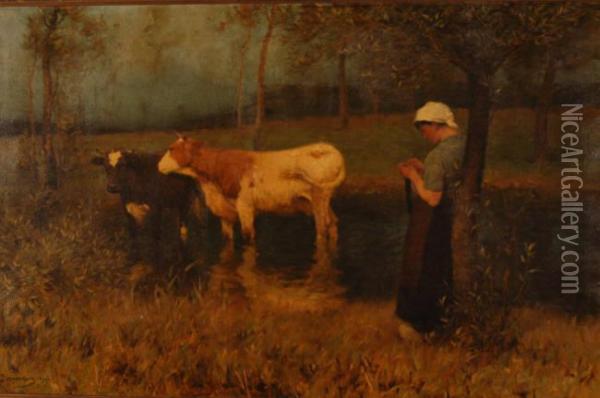 Untitled Oil Painting - Julius Hugo Bergmann