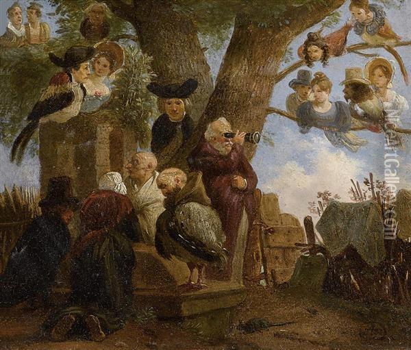 Fontaine De La Sagasse. Circa 1845. Oil Painting - Wolfgang-Adam Toepffer