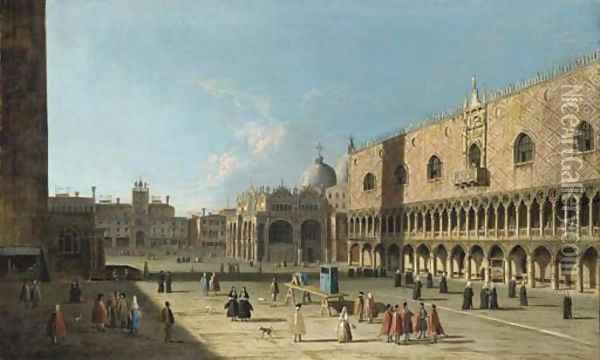 Venice, the Piazza San Marco from the Piazzetta Oil Painting - (Giovanni Antonio Canal) Canaletto