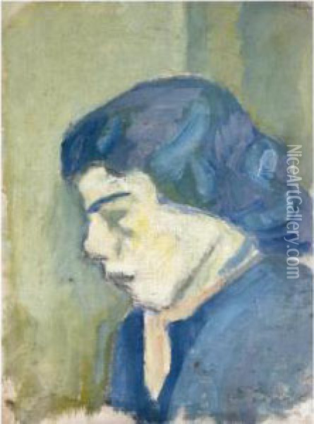 Portratt (portrait Of A Woman In Profile) Oil Painting - Ivan Agueli