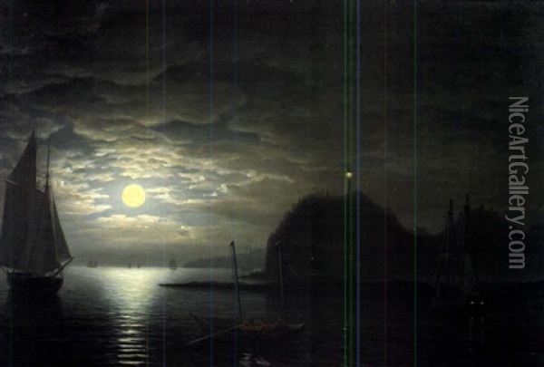 Moonlight, Owl's Head, Northeast View Oil Painting - Fitz Henry Lane