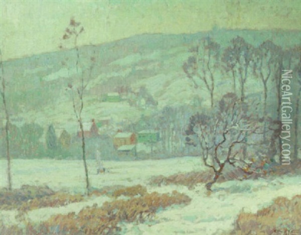 Winter Scene At Dusk Oil Painting - Edgar Hewitt Nye