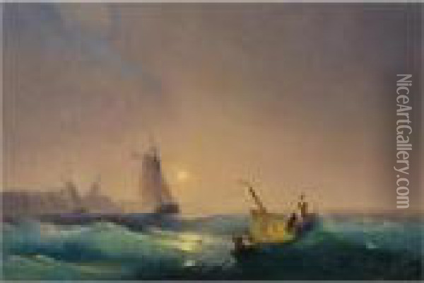 Shipping Off The Dutch Coast Oil Painting - Ivan Konstantinovich Aivazovsky