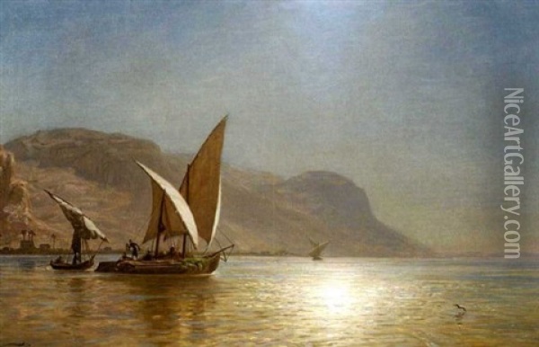 Fischerboote Auf Dem Nil Oil Painting - Ernest Karl Eugen Koerner