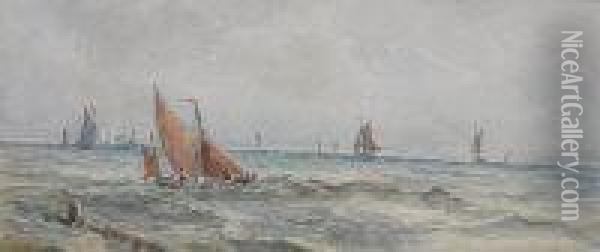 Fishing Boats Oil Painting - Thomas Bush Hardy