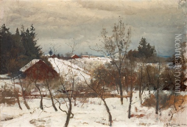 Vinterstudie (brunnby, Vastmanland) (study) Oil Painting - Gustaf Rydberg