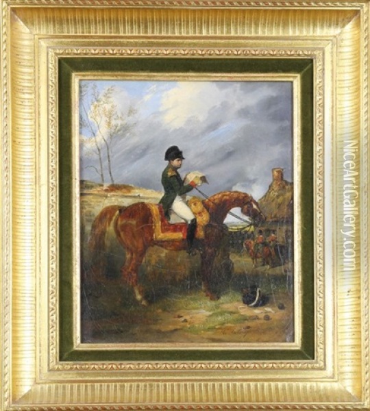 L'arrivee De L'empereur Napoleon 1er Une Carte A La Main Oil Painting - Hippolyte Bellange