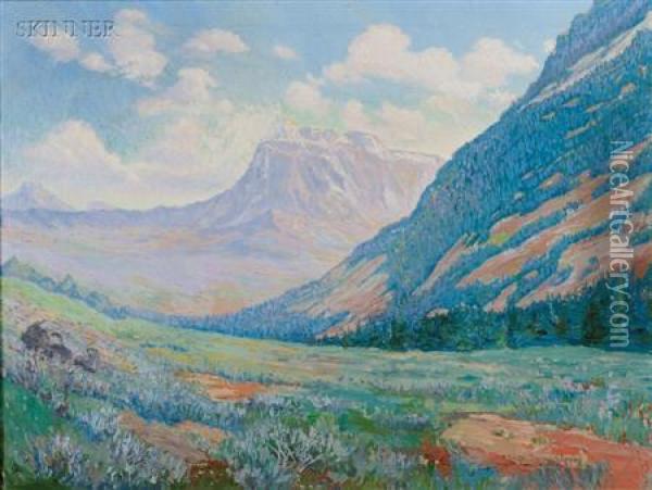 Indian Country, Wyoming Oil Painting - Walter Barron Currier