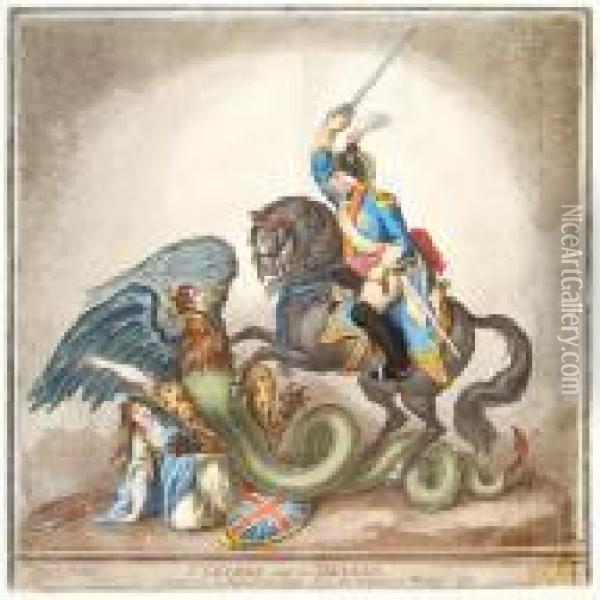 St.george And The Dragon Oil Painting - James Gillray
