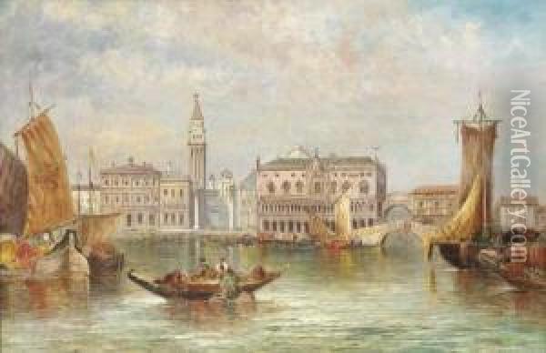 The Grand Canal, Venice; And The Guidecca, Venice Oil Painting - William Meadows