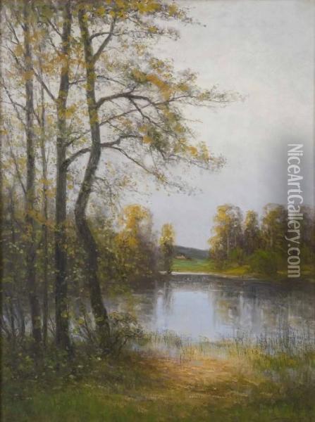 Sjolandskap I Kolmarden Oil Painting - Severin Nilson