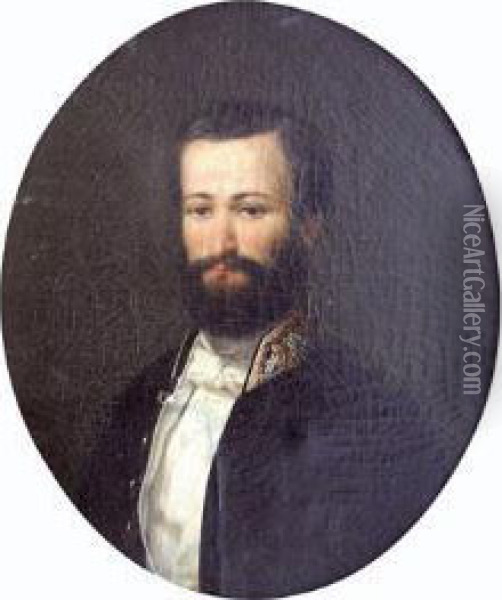 Portrait D'homme. Oil Painting - Charles Auguste van den Berghe
