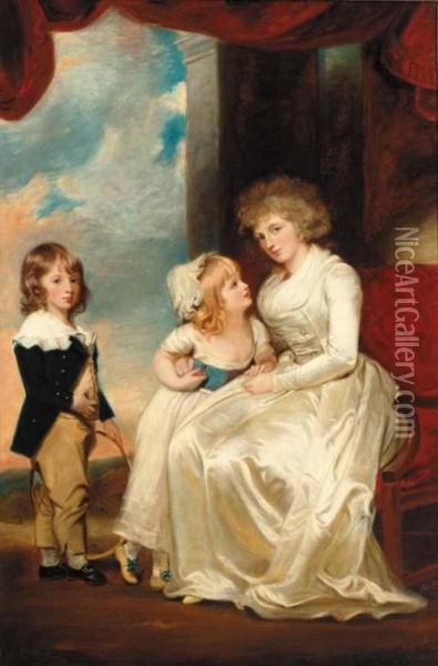 Henrietta, Countess Of Warwick, And Her Children Oil Painting - George Romney
