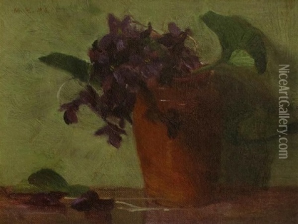 African Violets Oil Painting - Mary Augusta Hiester Reid